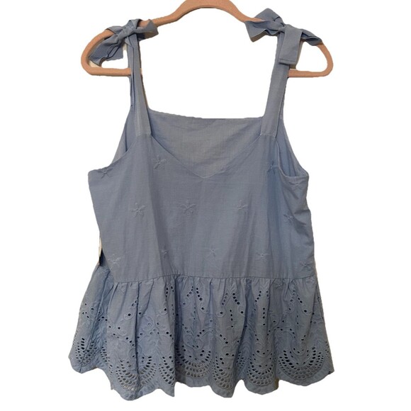Copper key Peplum Camisole Top light Blue Eyelet Detail Size large NWT - Picture 2 of 3